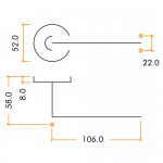 Round Rose Flatside Lever Handles – Push on Rose (Sprung) – Antimicrobial Satin Stainless Steel