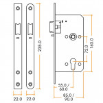 Heavy Duty Architectural DIN Euro Night Latch Case (DDA) – Antimicrobial Satin Stainless Steel