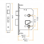 Antimicrobial Eco-Friendly Medium Duty Three Lever Sash Lock