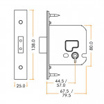 Medium Duty Three Lever Deadlock – Antimicrobial Satin Stainless Steel