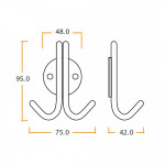 Double Coat Hook – Antimicrobial Satin Stainless Steel