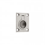 Rectangular Flush Ring Pull Handles for Cupboard and Wardrobe Doors – Antimicrobial Satin Stainless Steel