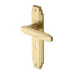 M Marcus Heritage Brass Astoria Design Door Handle on Plate Satin Brass