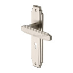 M Marcus Heritage Brass Astoria Design Door Handle on Plate Satin Nickel Plate