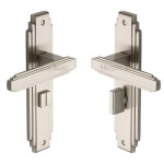 M Marcus Heritage Brass Astoria Design Door Handle on Plate Satin Nickel Plate