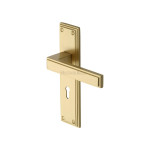 M Marcus Heritage Brass Atlantis Design Door Handle on Plate Satin Brass