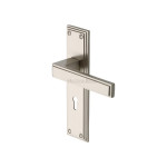 M Marcus Heritage Brass Atlantis Design Door Handle on Plate Satin Nickel Plate