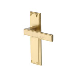 M Marcus Heritage Brass Atlantis Design Door Handle on Plate Satin Brass