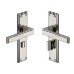 M Marcus Heritage Brass Atlantis Design Door Handle on Plate Bright Nickel Plate