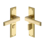 M Marcus Heritage Brass Atlantis Design Door Handle on Plate Satin Brass