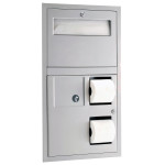 Bobrick B-3574 ClassicSeries® Recessed Seat-Cover Dispenser, Sanitary Napkin Disposal and Toilet Tissue Dispenser