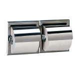 Bobrick B-699 Recessed Double Toilet Roll Holder with Hood 