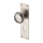 M Marcus Heritage Brass Balmoral Design Mortice Knob on Plate Satin Nickel Plate