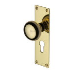 M Marcus Heritage Brass Balmoral Design Mortice Knob on Plate Polished Brass