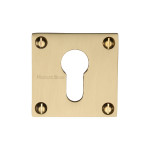 M Marcus Heritage Brass Square Euro Profile Cylinder Escutcheon 54 x 54mm