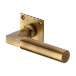 M Marcus Heritage Brass Bauhaus Design Door Handle Lever Latch on Square Rose