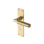 M Marcus Heritage Brass Bauhaus Design Door Handle on Plate Satin Brass