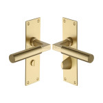 M Marcus Heritage Brass Bauhaus Design Door Handle on Plate Satin Brass