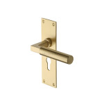 M Marcus Heritage Brass Bauhaus Design Door Handle on Plate Satin Brass