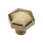 M Marcus Heritage Brass Hexagon Design Cupboard Knob 32mm 