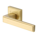 M Marcus Heritage Brass Linear SQ Design Door Handle Lever Latch on Square Rose