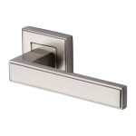 M Marcus Heritage Brass Linear SQ Design Door Handle Lever Latch on Square Rose