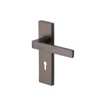 M Marcus Heritage Brass Delta Design Door Handle on Plate Matt Bronze