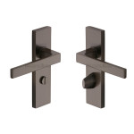 M Marcus Heritage Brass Delta Design Door Handle on Plate Matt Bronze