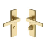 M Marcus Heritage Brass Delta Design Door Handle on Plate Satin Brass