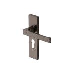 M Marcus Heritage Brass Delta Design Door Handle on Plate Matt Bronze