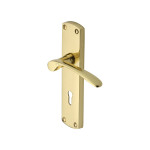 M Marcus Heritage Brass Diplomat Design Door Handle on Plate Polished Brass