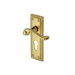 M Marcus Heritage Brass Georgian Design Door Handle on Plate Polished Brass