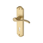 M Marcus Heritage Brass Howard Design Door Handle on Plate Satin Brass