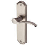 M Marcus Heritage Brass Howard Design Door Handle on Plate Satin Nickel Plate