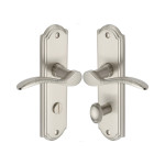 M Marcus Heritage Brass Howard Design Door Handle on Plate Satin Nickel Plate