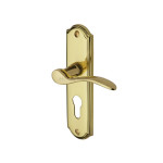 M Marcus Heritage Brass Howard Design Door Handle on Plate Polished Brass