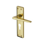 M Marcus Heritage Brass Kendal Design Door Handle on Plate Polished Brass