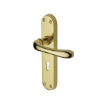 M Marcus Heritage Brass Luna Design Door Handle on Plate Polished Brass