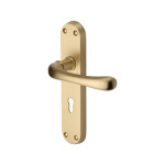 M Marcus Heritage Brass Luna Design Door Handle on Plate Satin Brass