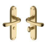 M Marcus Heritage Brass Luna Design Door Handle on Plate Satin Brass