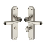 M Marcus Heritage Brass Luna Design Door Handle on Plate Satin Nickel Plate