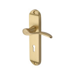 M Marcus Heritage Brass Maya Design Door Handle on Plate Satin Brass