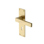 M Marcus Heritage Brass Metro Design Door Handle on Plate Satin Brass