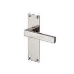 M Marcus Heritage Brass Metro Design Door Handle on Plate Bright Nickel Plate