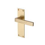 M Marcus Heritage Brass Metro Design Door Handle on Plate Satin Brass