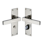 M Marcus Heritage Brass Metro Design Door Handle on Plate Bright Nickel Plate