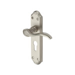 M Marcus Heritage Brass Verona Small Design Door Handle on Plate Satin Nickel Plate