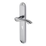 M Marcus Heritage Brass Algarve Long Design Door Handle on Plate Polished Chrome Plate