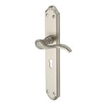 M Marcus Heritage Brass Verona Design Door Handle on Plate Satin Nickel Plate