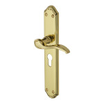 M Marcus Heritage Brass Verona Design Door Handle on Plate Polished Brass